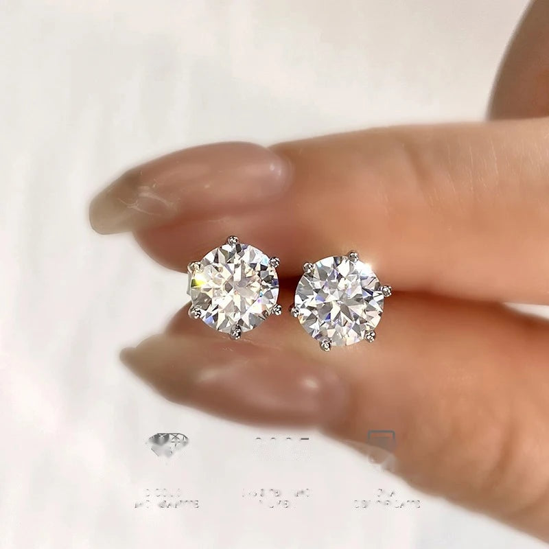 Moissanite Stud Earrings | 0.1–2ct D Color 925 Silver Gold Plated - SARAB JEWELRY
