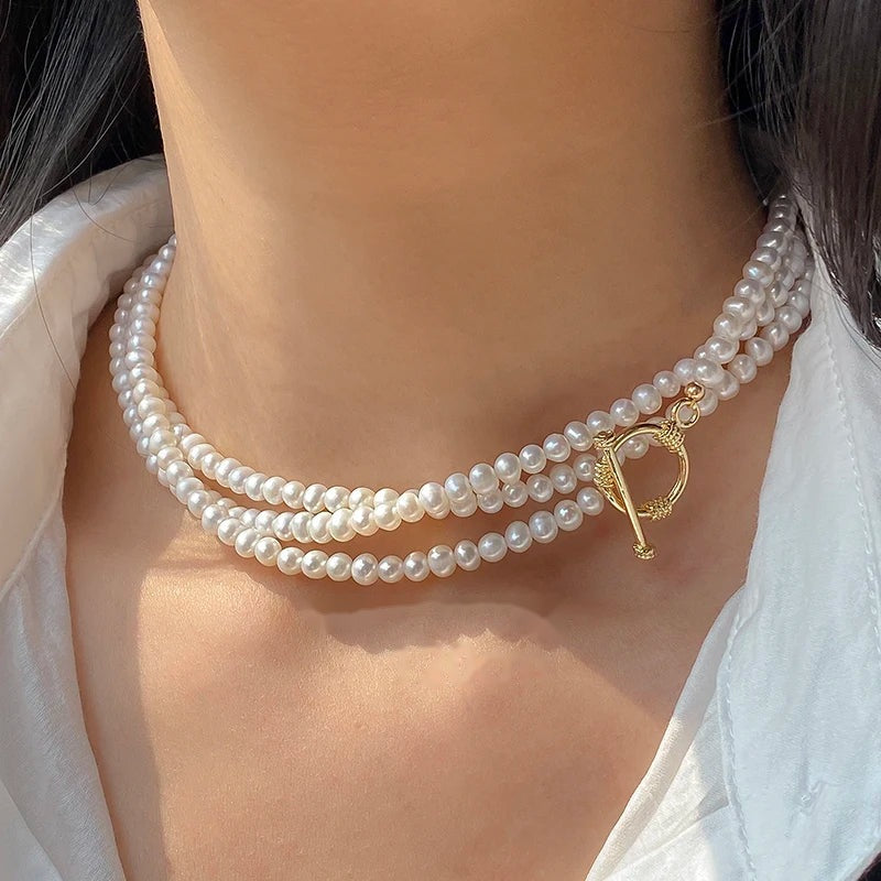 Freshwater Pearl Necklace | Natural White Bridal Pearls - SARAB JEWELRY