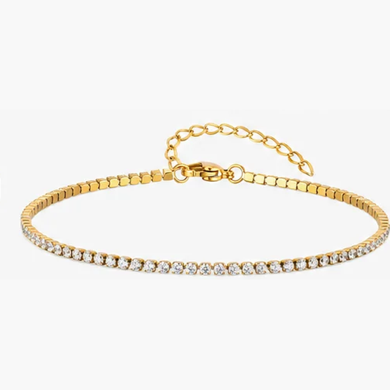 2mm Gold CZ Tennis Anklet