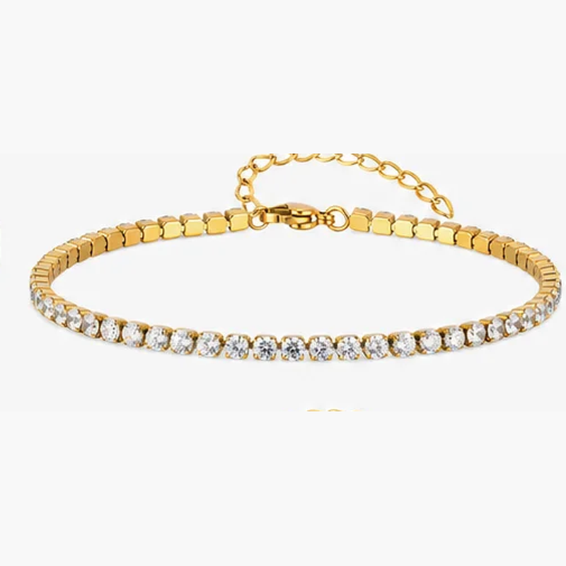 3mm Gold CZ Tennis Anklet