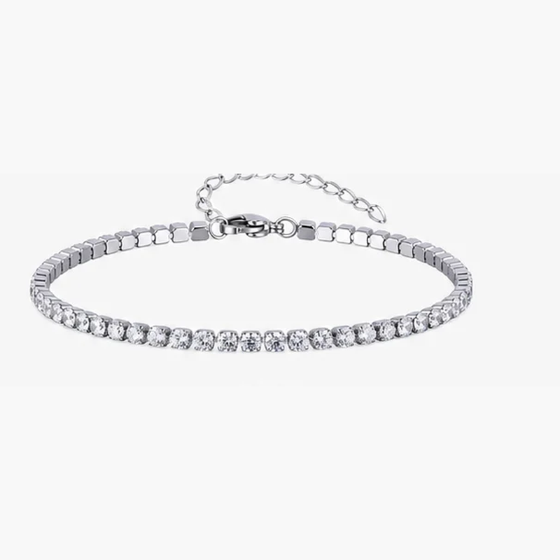 3mm Silver CZ Tennis Anklet