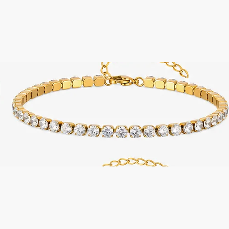 4mm Gold CZ Tennis Anklet