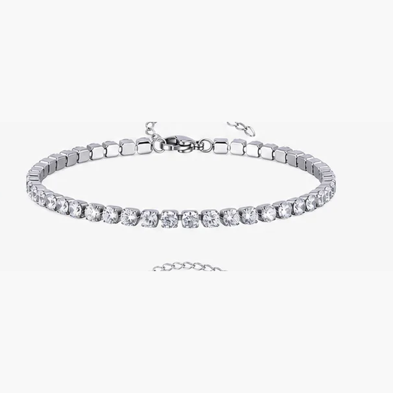 4mm Silver CZ Tennis Anklet