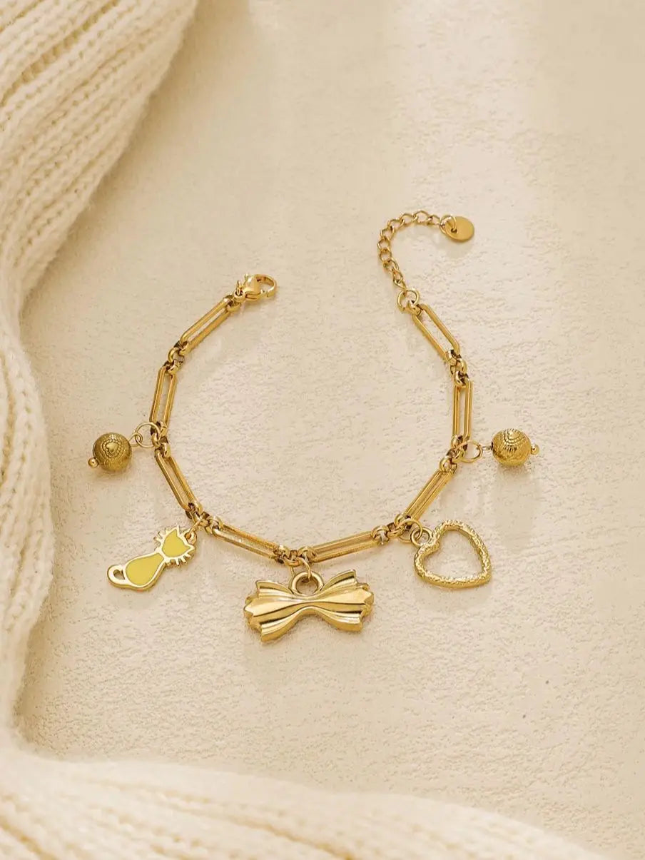 Bow · Cat · Love Charm Chain Bracelet | 18K Gold-Plated Stainless Steel