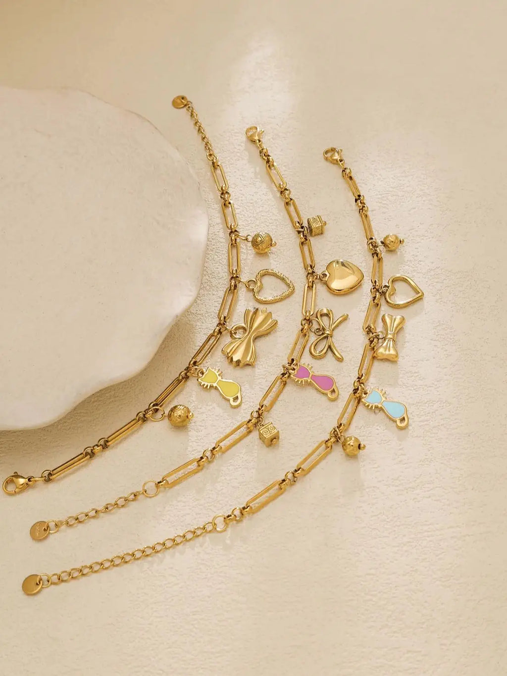 Bow · Cat · Love Charm Chain Bracelet | 18K Gold-Plated Stainless Steel