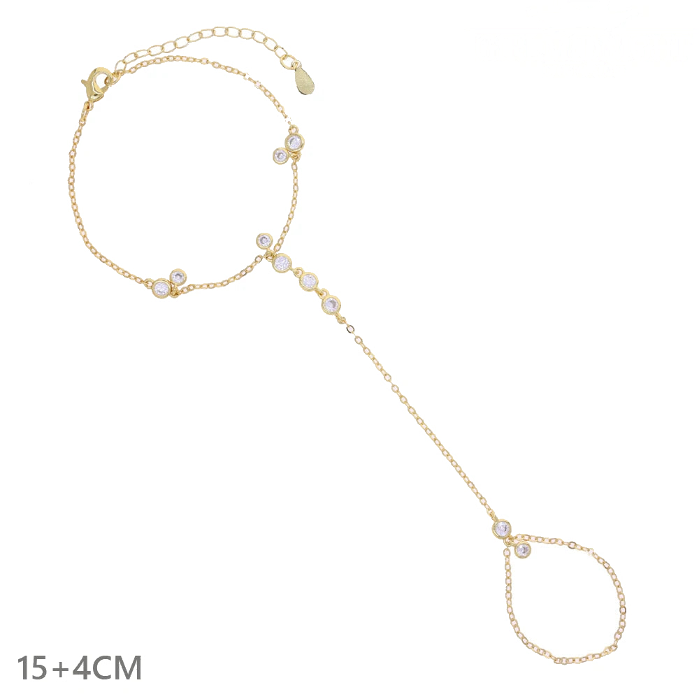 B102 CZ Tassel Hand Chain Bracelet