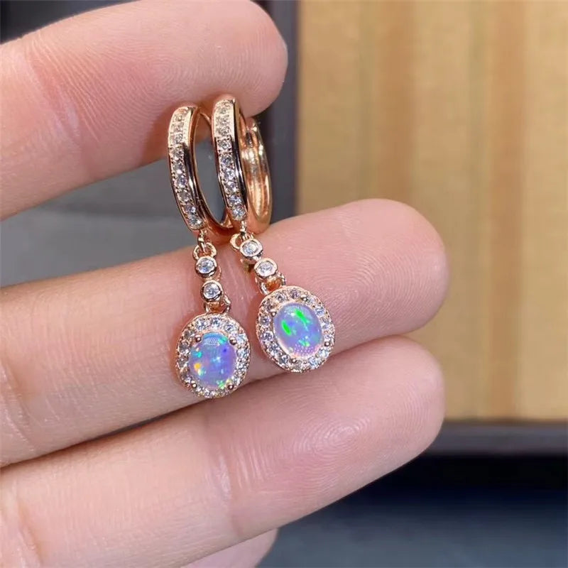 Natural Opal Stud Earrings | 925 Sterling Silver