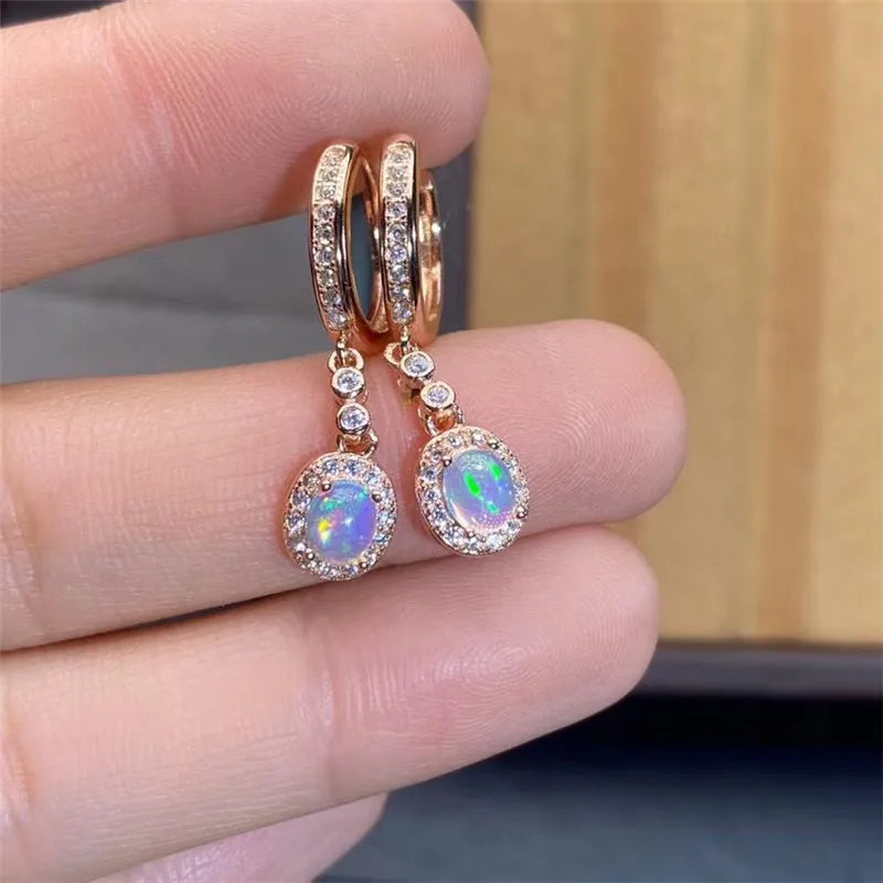Natural Opal Stud Earrings | 925 Sterling Silver
