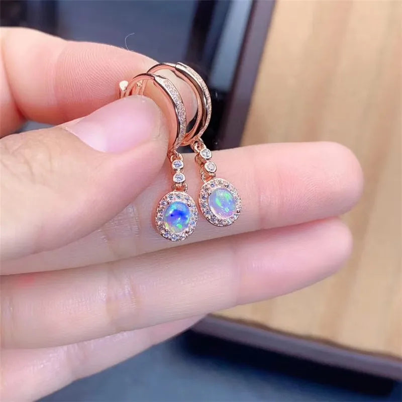 Natural Opal Stud Earrings | 925 Sterling Silver