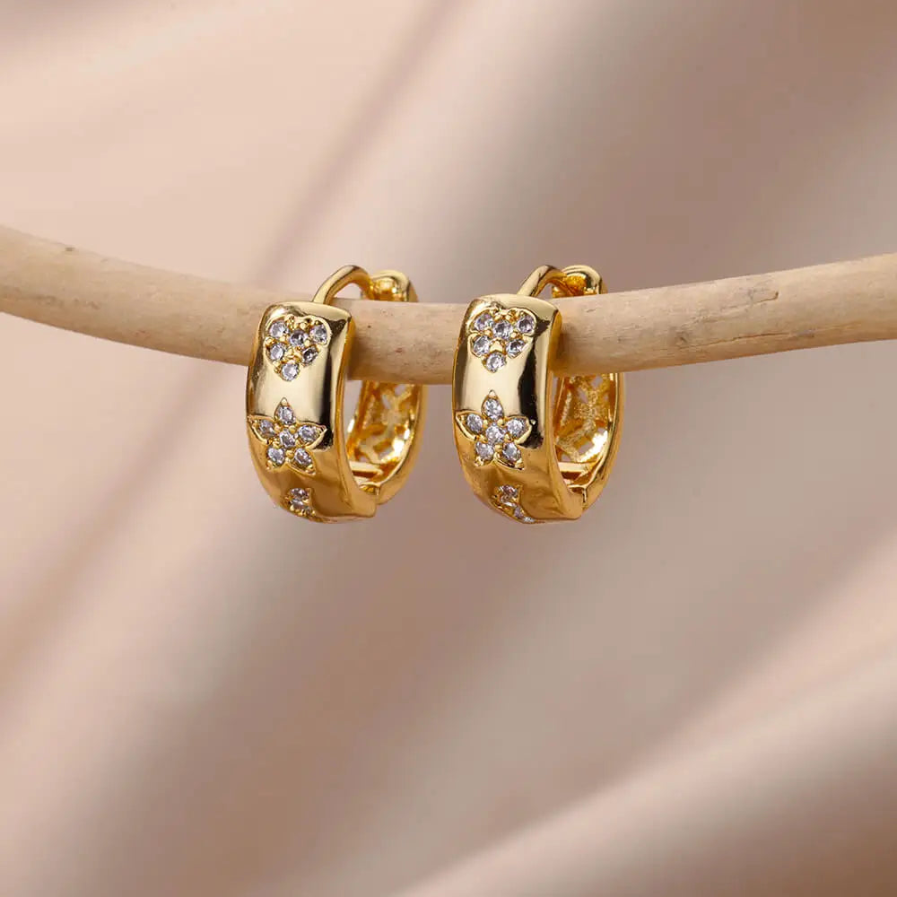 Zircon Circle Drop Earrings | Gold-Plated Stainless Steel