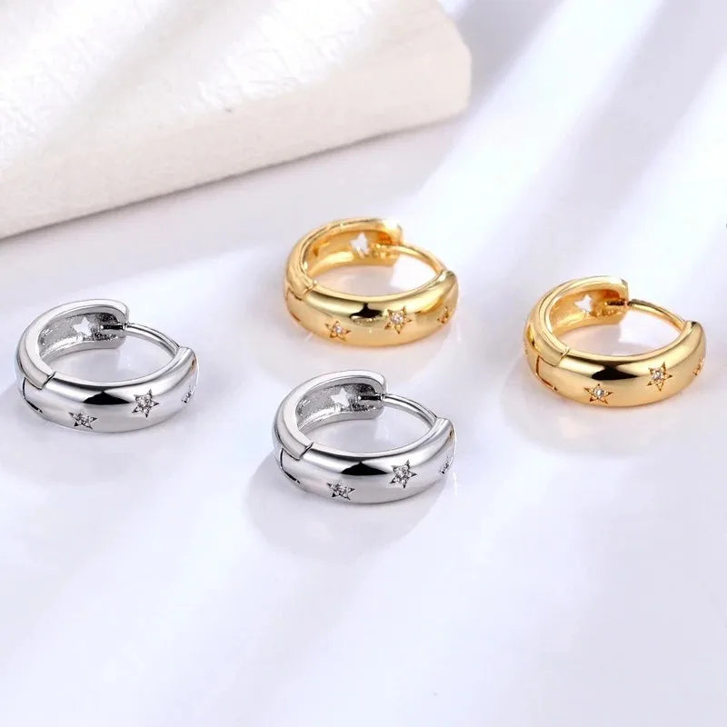 Star Zircon Hoop Earrings | Stainless Steel Multi-Style