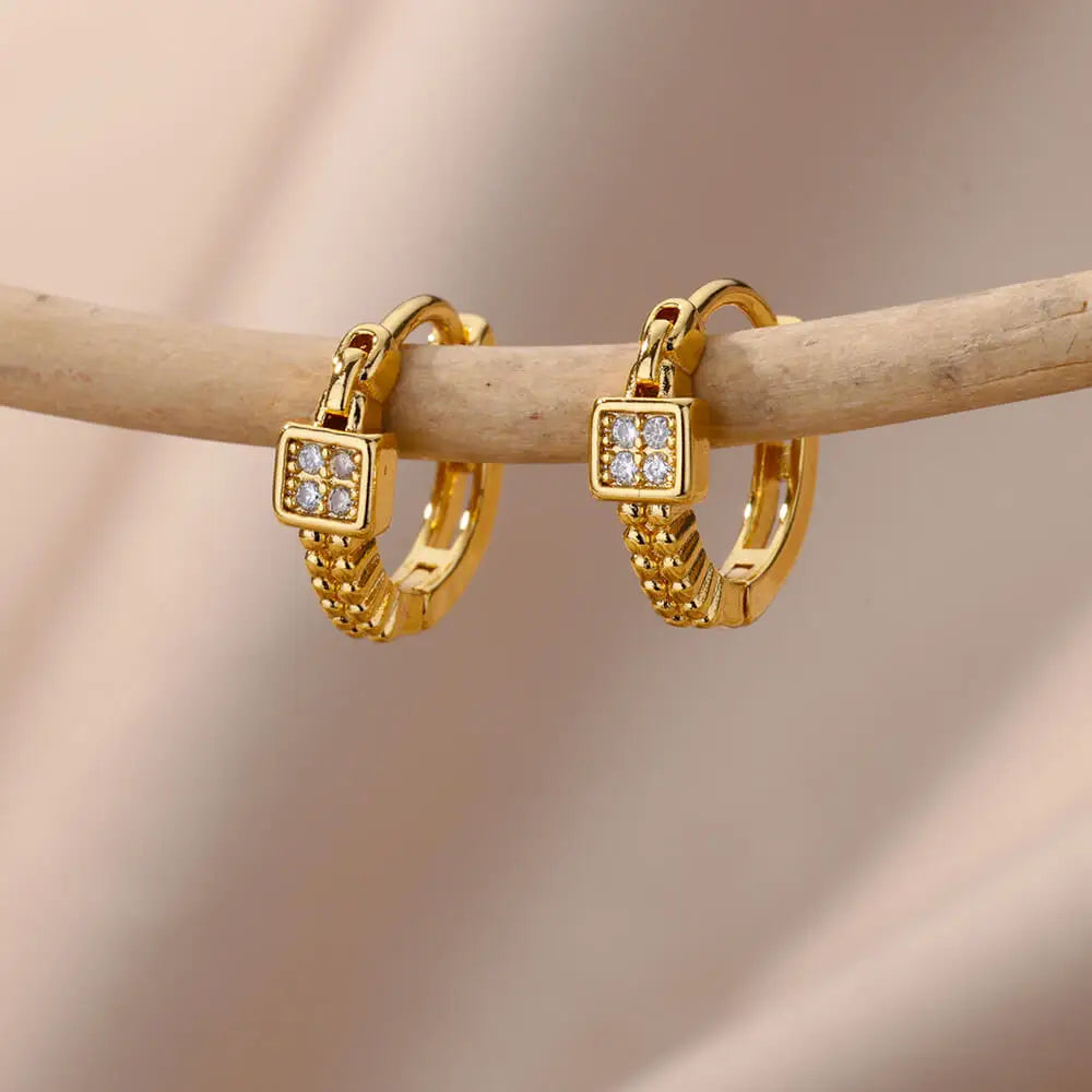 Zircon Circle Drop Earrings | Gold-Plated Stainless Steel