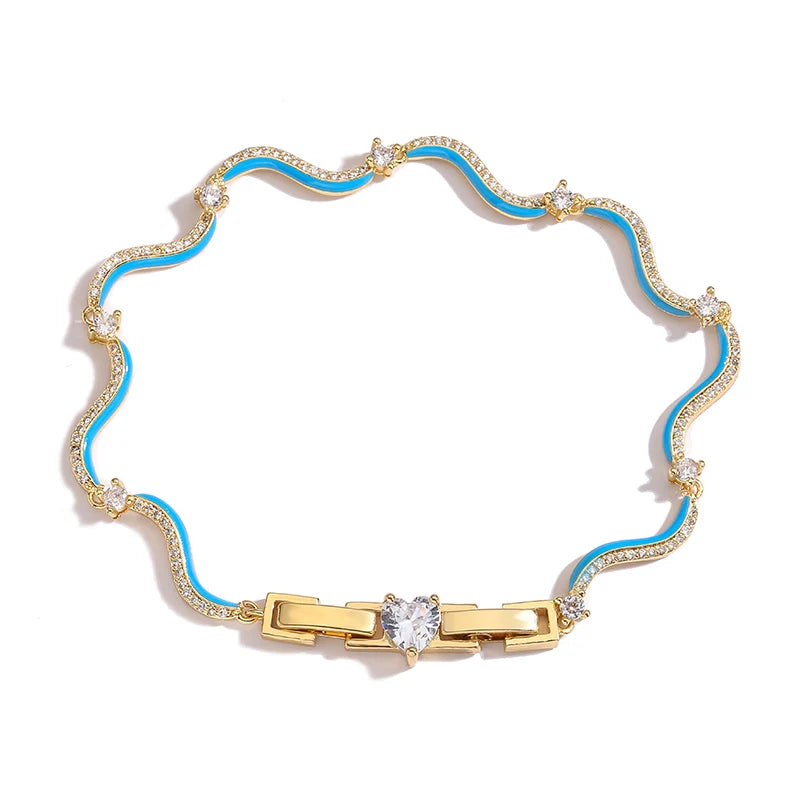 Enamel Wave Chain Jewelry Set | 18K Gold-Plated Brass