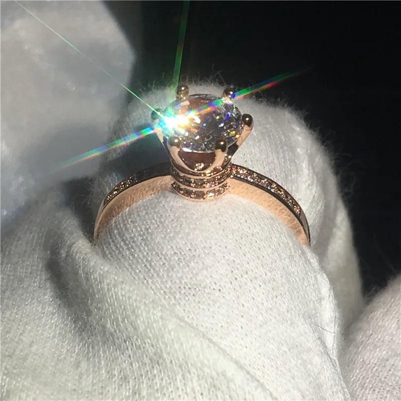 Rose gold lab diamond solitaire pavé ring — SARAB Jewelry — detail 6