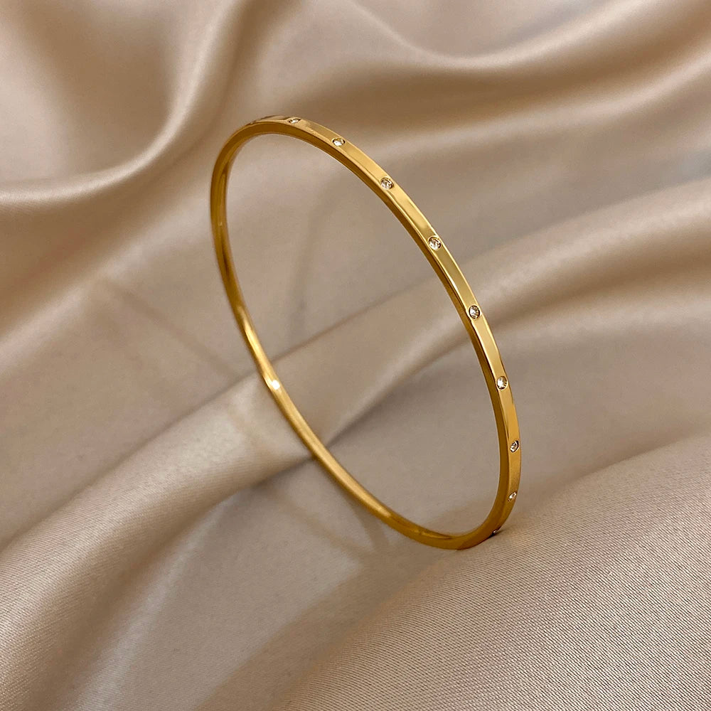 Wavy Open Bangle | Stainless Steel Cuff