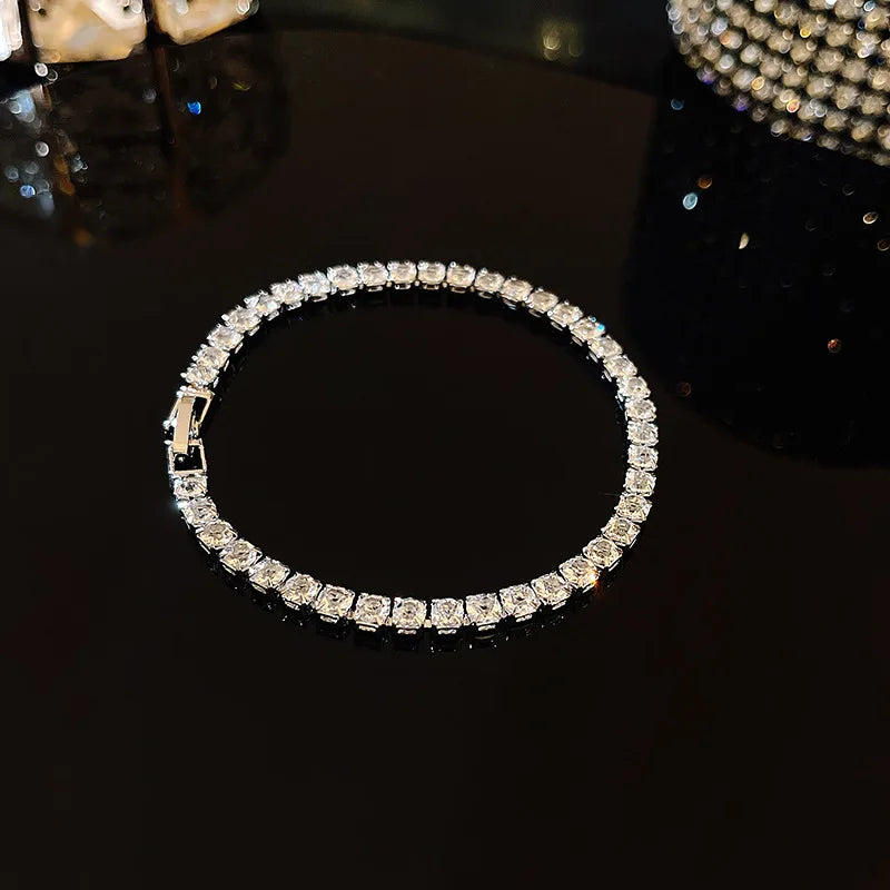 CZ Rhinestone Adjustable Chain Bracelet | 18K Gold-Plated