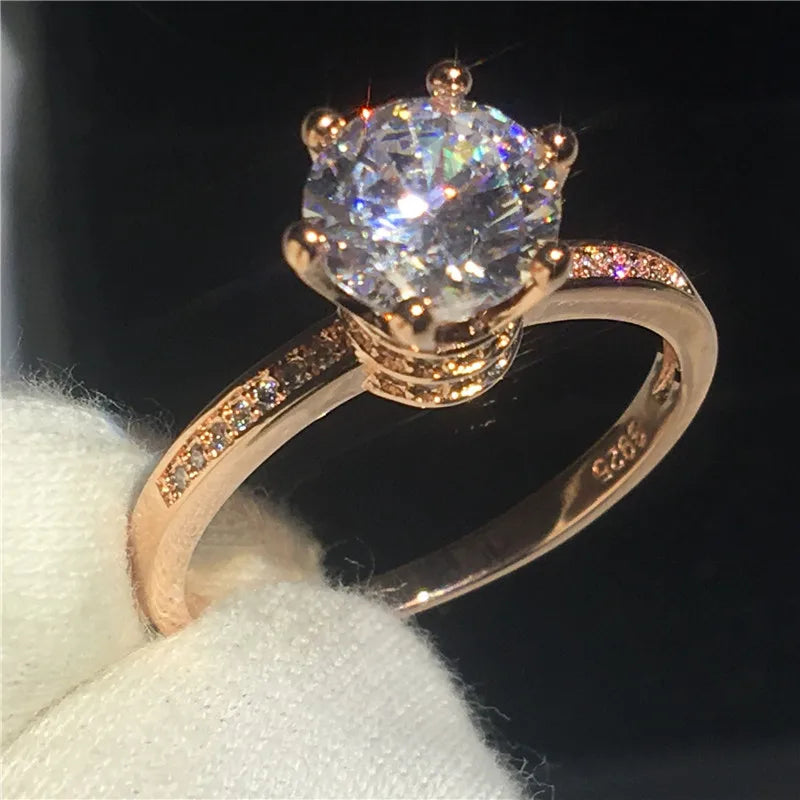 Rose gold lab diamond solitaire pavé ring — SARAB Jewelry — detail 1