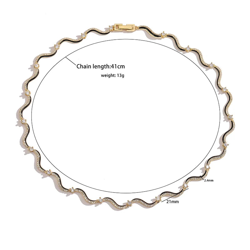 Enamel Wave Chain Jewelry Set | 18K Gold-Plated Brass
