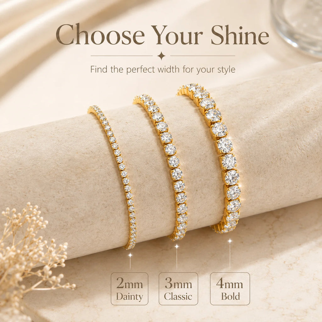 CZ Tennis Anklet Choose Your Shine - 2mm 3mm 4mm sizes