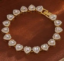 Heart Rhinestone Tennis Chain | Necklace & Bracelet Set