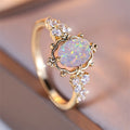 White Opal Flower Ring | Vintage Gold-Plated Bridal Band