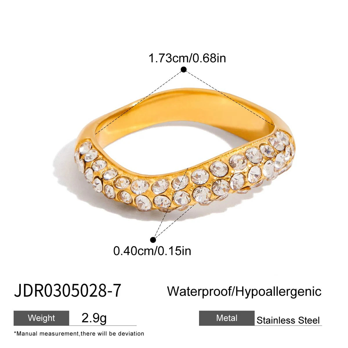 Minimalist CZ Band Ring | 18K Gold-Plated Stainless Steel