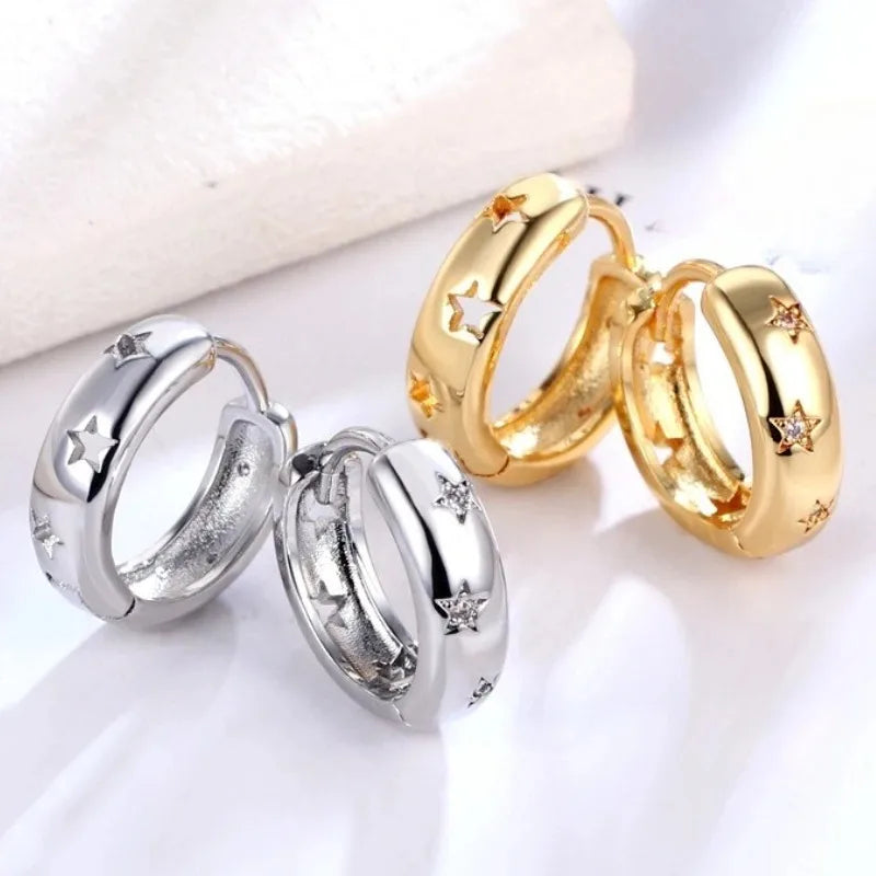 Star Zircon Hoop Earrings | Stainless Steel Multi-Style