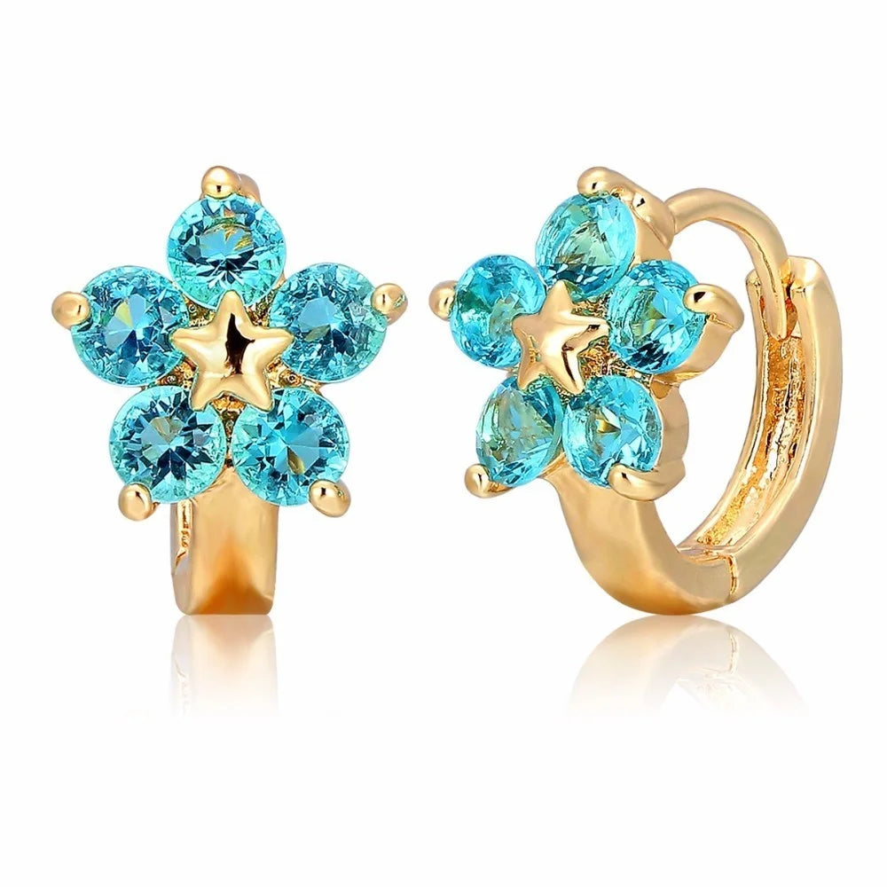 Star & Flower CZ Huggie Earrings | Anti-Allergic Gold-Plated