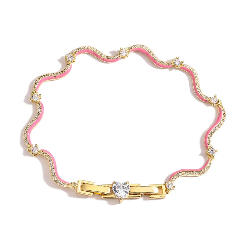 Enamel Wave Chain Jewelry Set | 18K Gold-Plated Brass