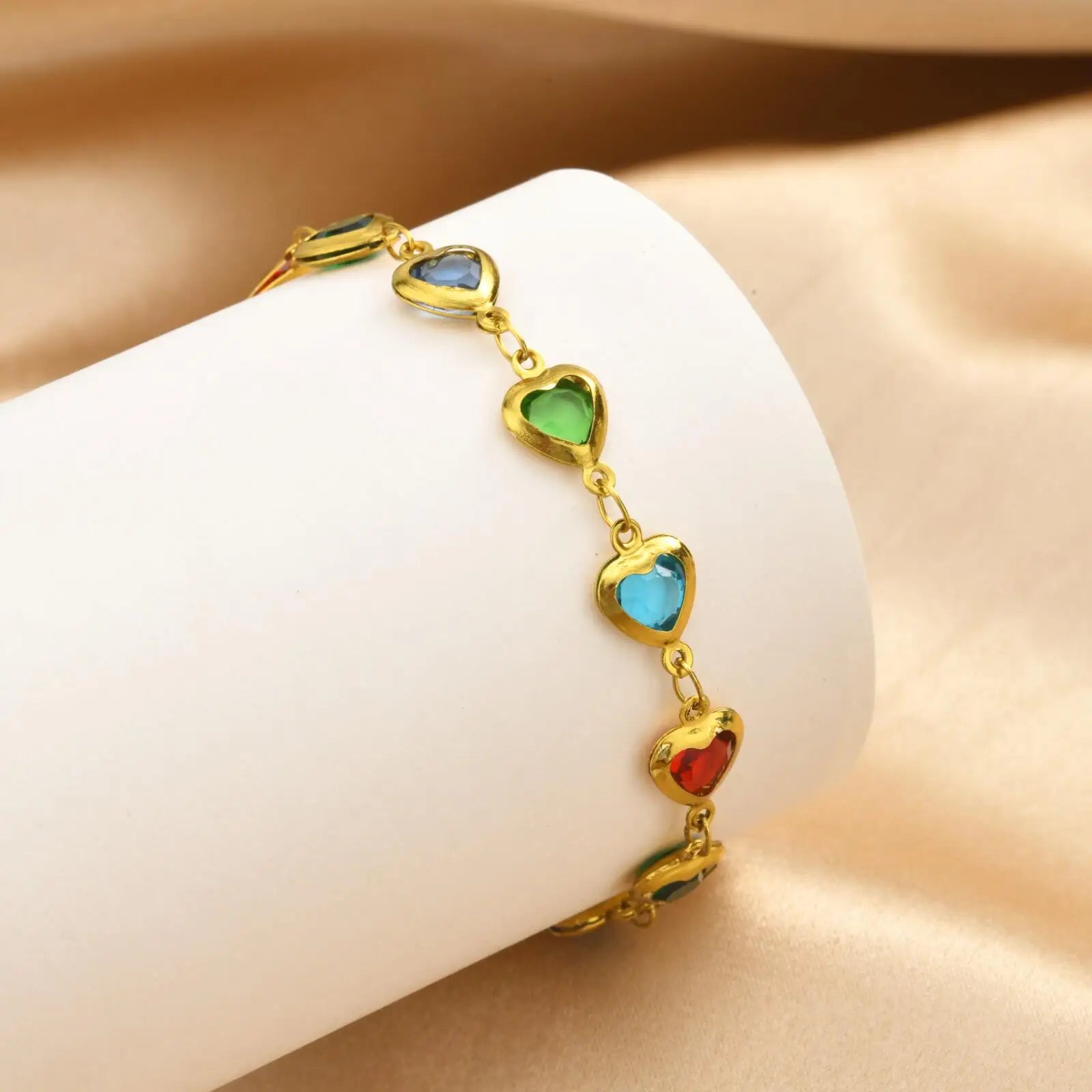 خلخال قلب بالزركون | مطلي بالذهب 18K مقاوم للماء