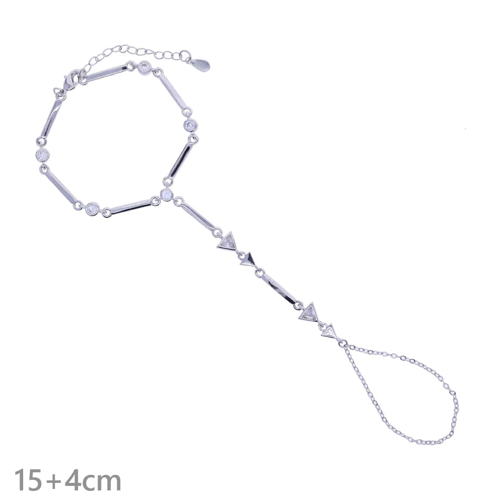 CZ Station Hand Chain Bracelet | 18K Gold-Plated