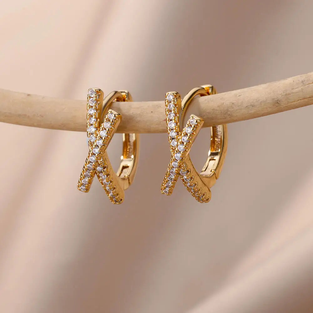 Zircon Circle Drop Earrings | Gold-Plated Stainless Steel