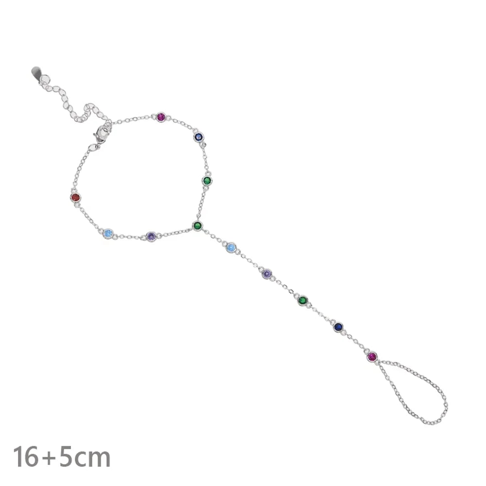 CZ Station Hand Chain Bracelet | 18K Gold-Plated