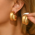 Double Circle CZ Hoop Earrings | Stainless Steel