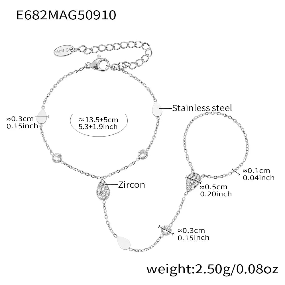Dainty CZ Hand Chain Bracelet | 18K Gold-Plated Stainless Steel