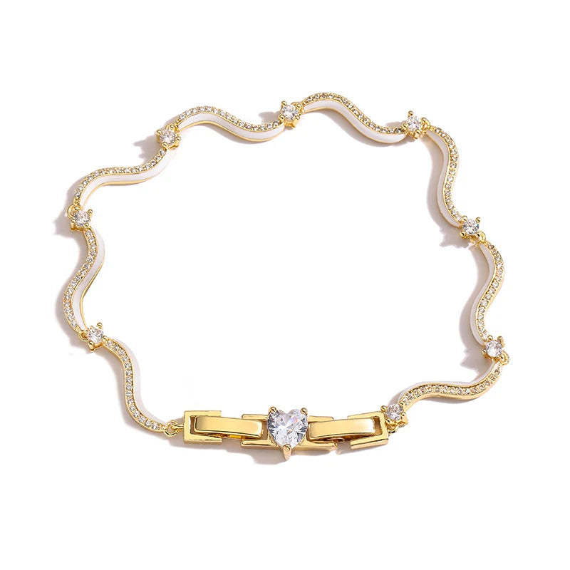 Enamel Wave Chain Jewelry Set | 18K Gold-Plated Brass