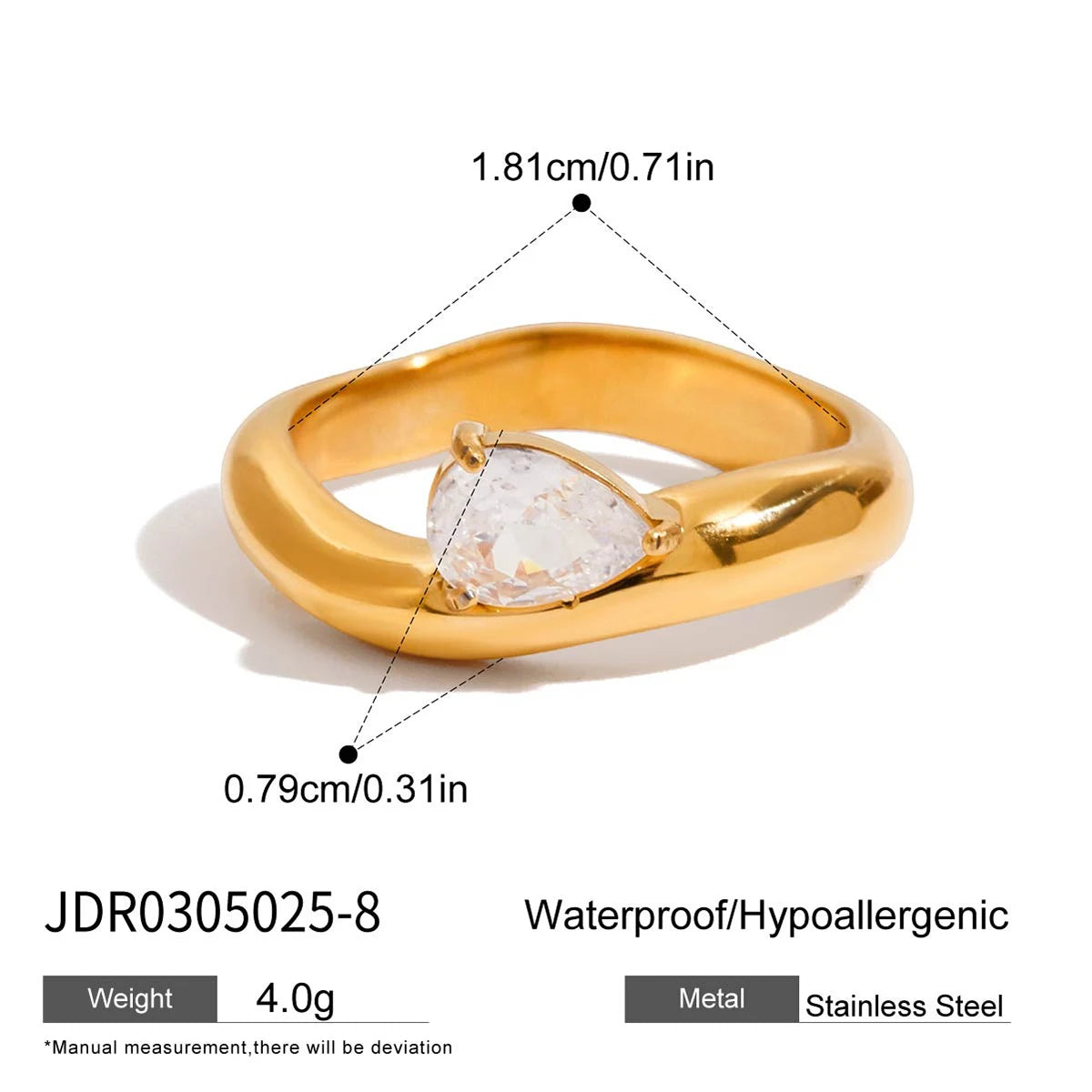 Minimalist CZ Band Ring | 18K Gold-Plated Stainless Steel