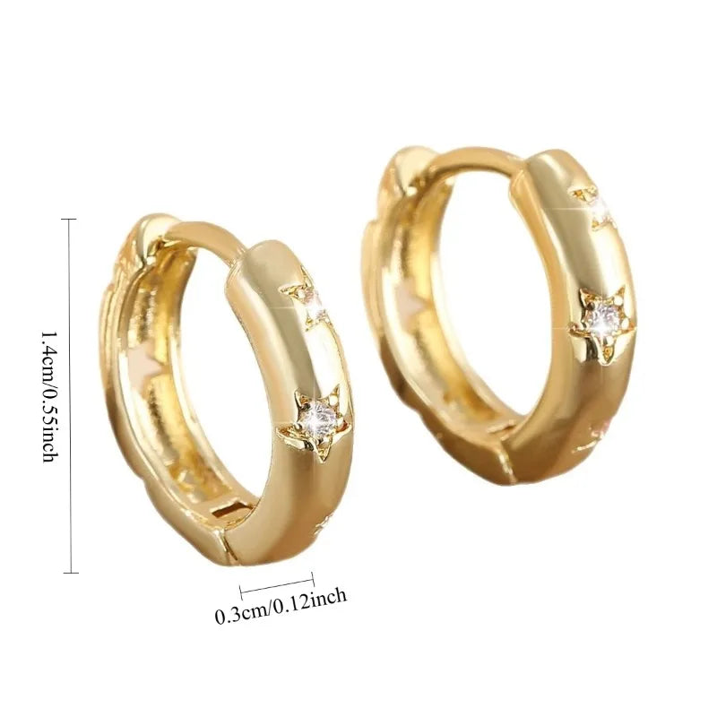 Star Zircon Hoop Earrings | Stainless Steel Multi-Style