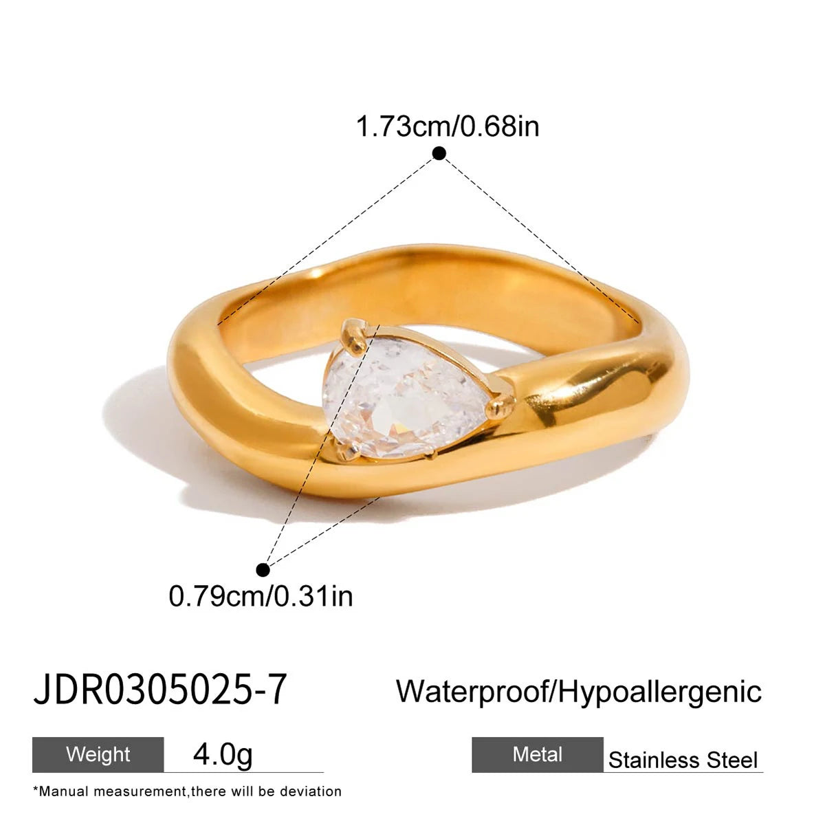 Minimalist CZ Band Ring | 18K Gold-Plated Stainless Steel
