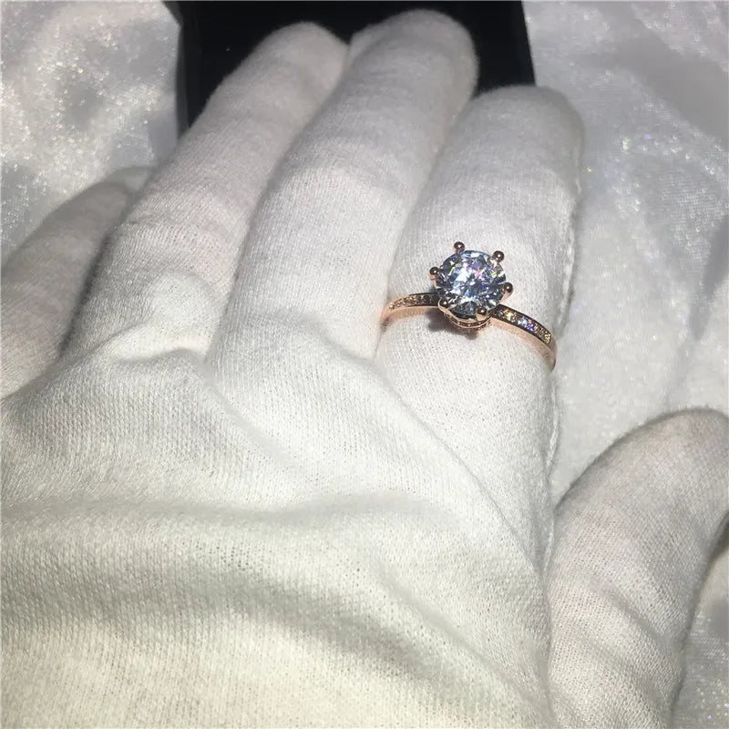 Rose gold lab diamond solitaire pavé ring — SARAB Jewelry — detail 5