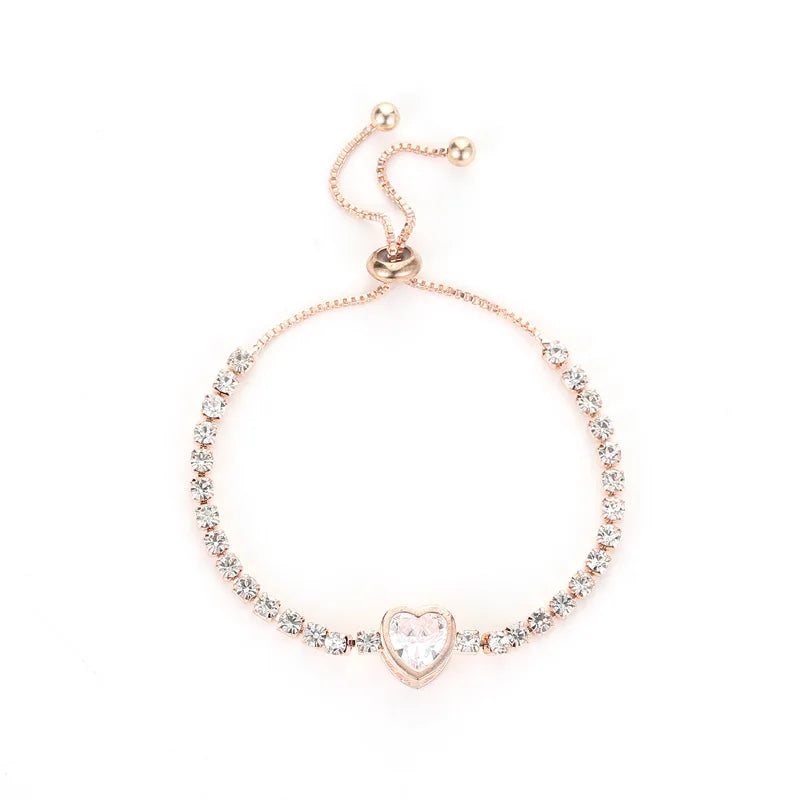 CZ Rhinestone Adjustable Chain Bracelet | 18K Gold-Plated