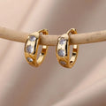 Zircon Circle Drop Earrings | Gold-Plated Stainless Steel