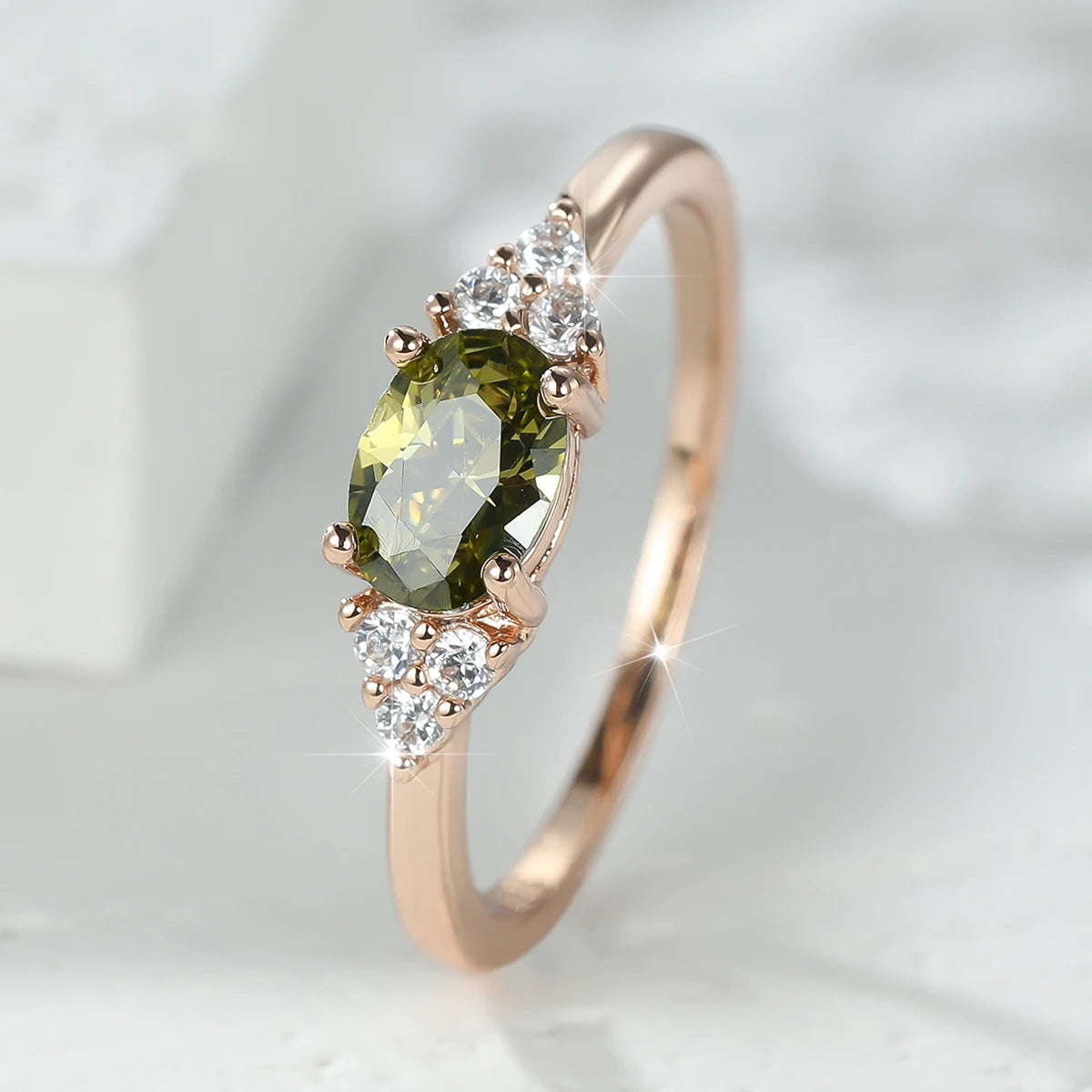 Oval Zircon Stacking Ring | Minimalist 925 Silver