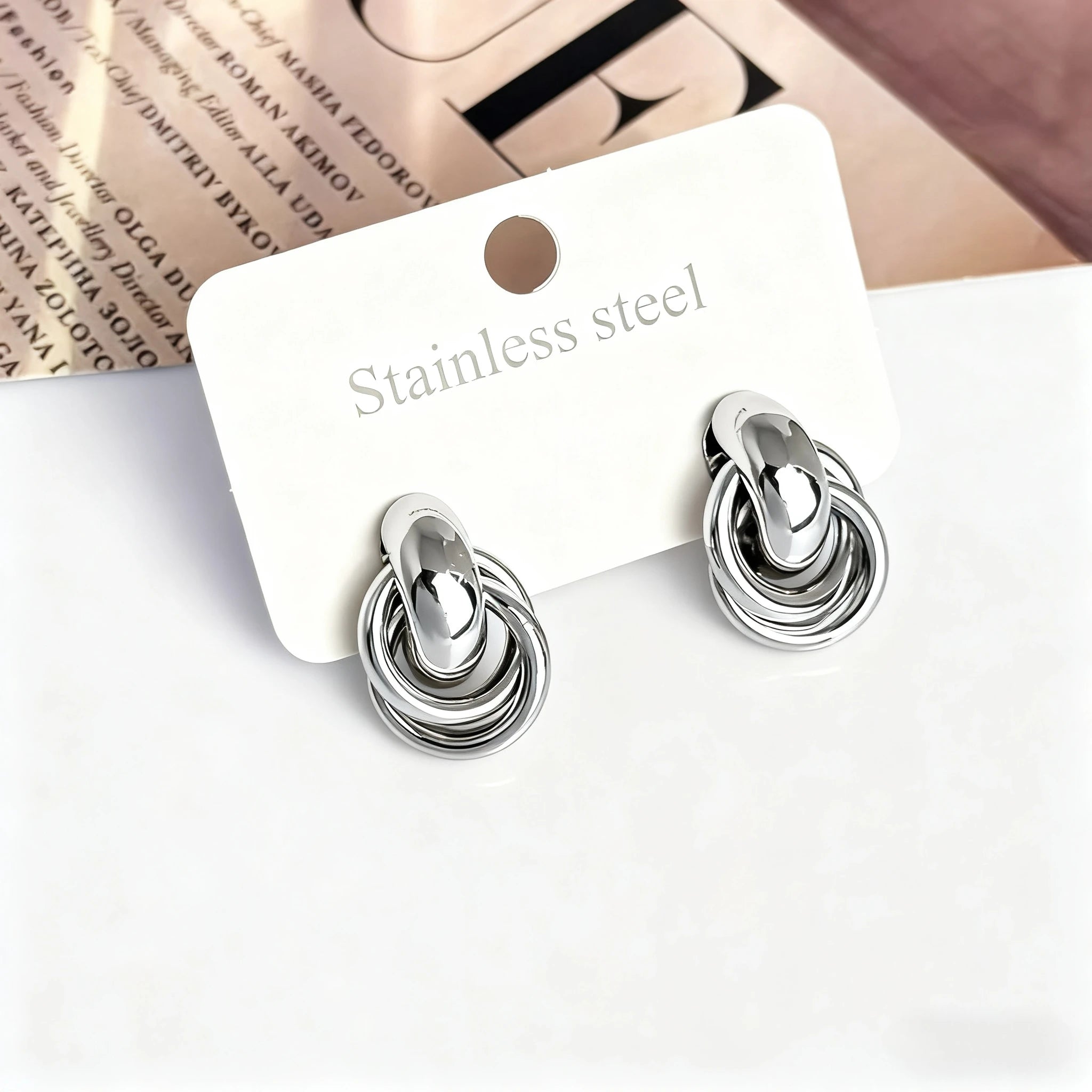 Star Zircon Hoop Earrings | Stainless Steel Multi-Style