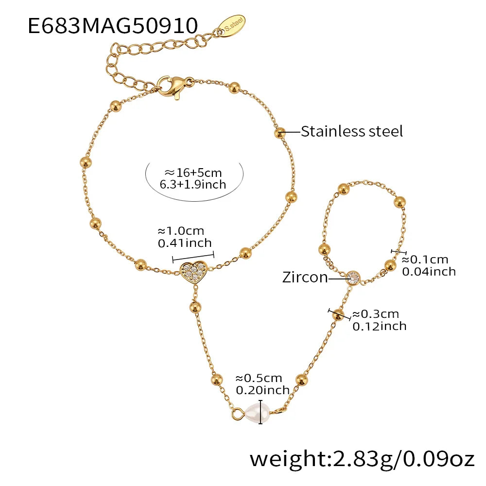 Dainty CZ Hand Chain Bracelet | 18K Gold-Plated Stainless Steel