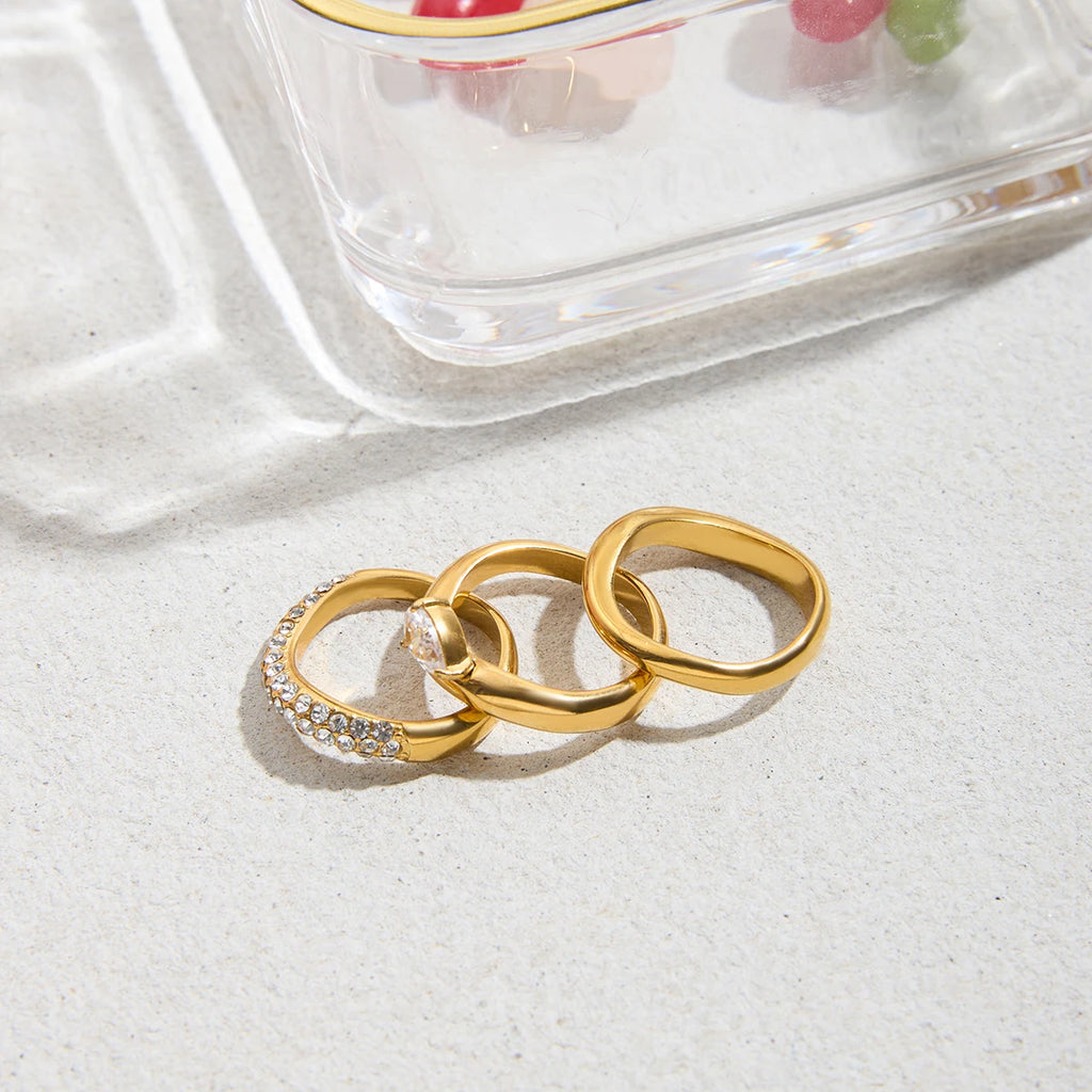 Minimalist CZ Band Ring | 18K Gold-Plated Stainless Steel