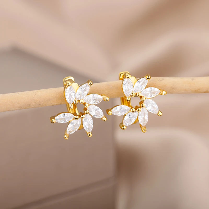 Zircon Circle Drop Earrings | Gold-Plated Stainless Steel