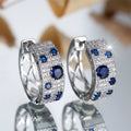 Blue & White Zircon Hoop Earrings | Gold-Plated 925 Silver