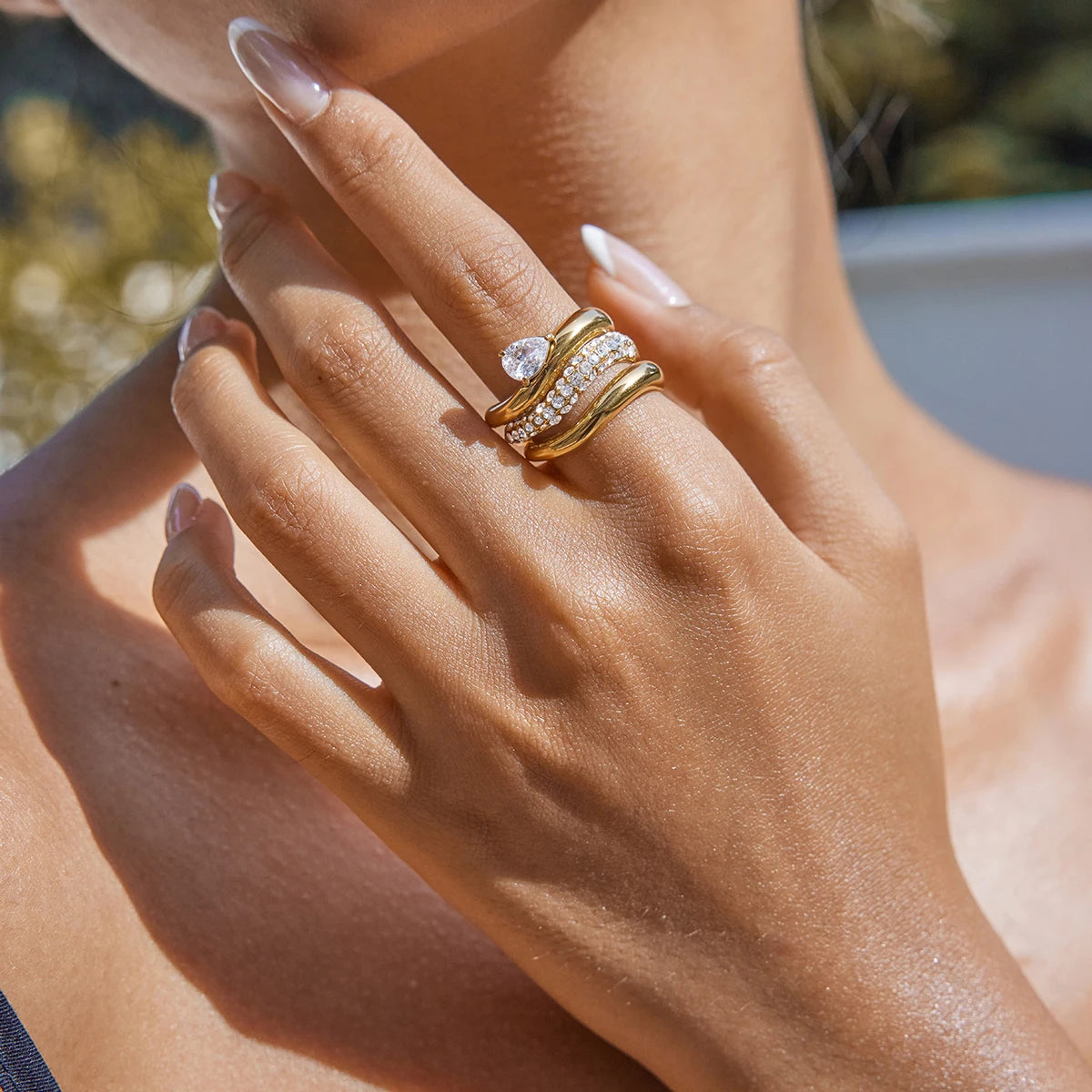 Minimalist CZ Band Ring | 18K Gold-Plated Stainless Steel