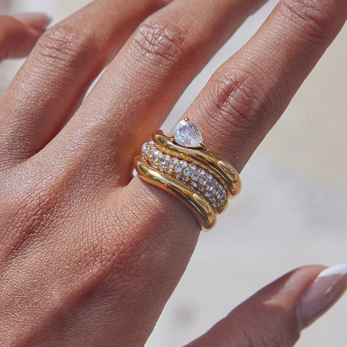 Minimalist CZ Band Ring | 18K Gold-Plated Stainless Steel